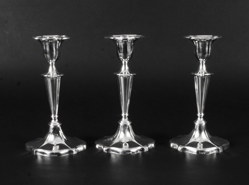 Antique Set of 3 Sterling Silver Candlesticks William Gibson & John Langman 1895 | Ref. no. A1037 | Regent Antiques