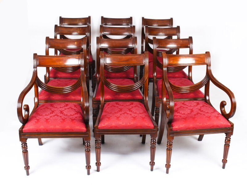 Vintage Set 12 Regency Revival Swag back Dining Chairs 20th Century | Ref. no. A1042 | Regent Antiques