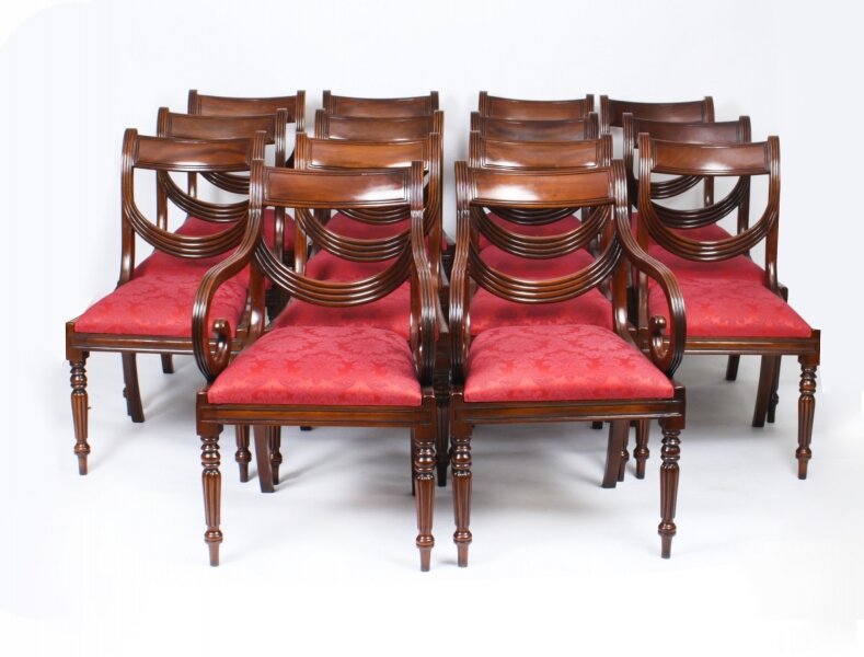 Vintage Set 14 Regency Revival Swag back Dining Chairs 20th Century | Ref. no. A1042a | Regent Antiques