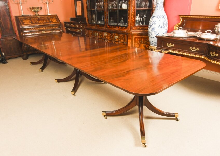 Vintage 13ft Regency Mahogany Triple Pillar Dining Table William Tillman 20th C | Ref. no. A1060 | Regent Antiques