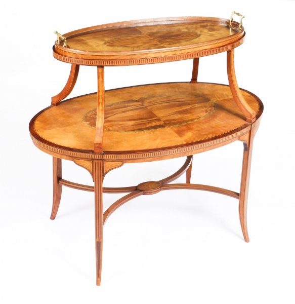 Antique Sheraton Revival Satinwood and Marquetry Etagere Tray Table c.1890 | Ref. no. A1077 | Regent Antiques