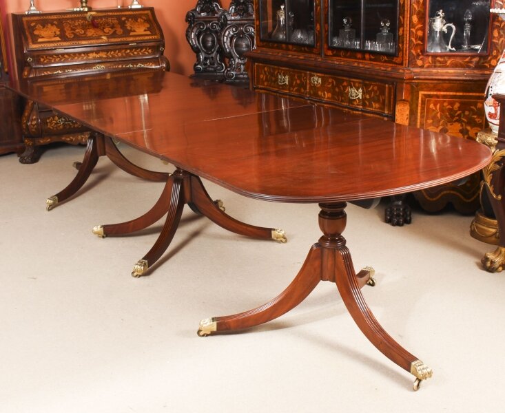 Vintage11ft Regency Mahogany Triple Pillar Dining Table William Tillman 20th C | Ref. no. A1102 | Regent Antiques