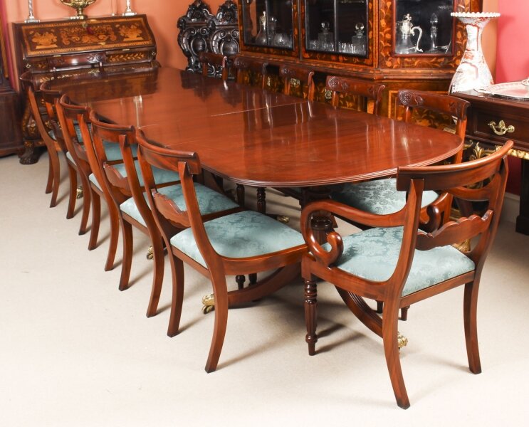 Vintage Regency Revival Dining Table by William Tillman & 12 chairs 20th C | Ref. no. A1102a | Regent Antiques