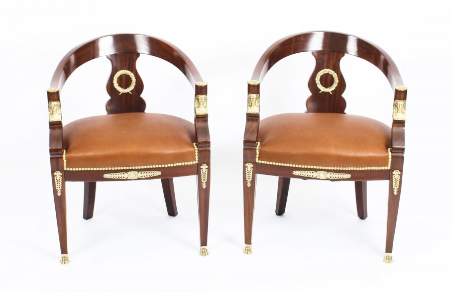 Antique Pair Second Empire  Mahogany Tub Arm Desk Chair c.1860 | Ref. no. A1115 | Regent Antiques