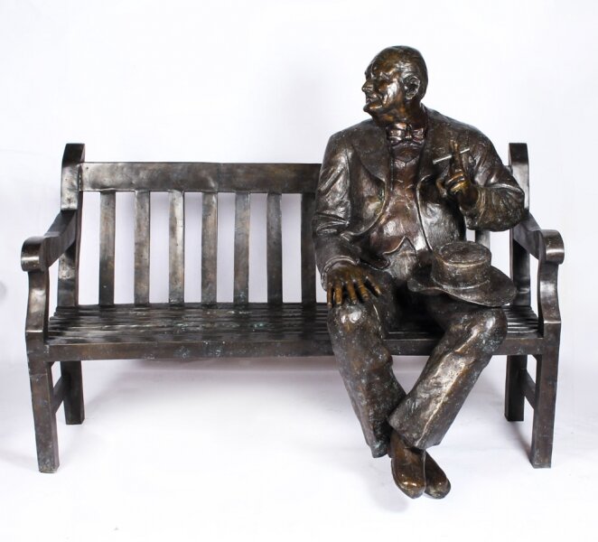 Vintage Life Size Bronze Winston Churchill on a Bench 20th Century | Ref. no. A1117 | Regent Antiques