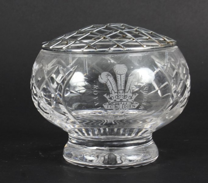Vintage Crystal Cut Glass Rose Bowl Flower Vase  Royal Wedding 1981 | Ref. no. A1128 | Regent Antiques