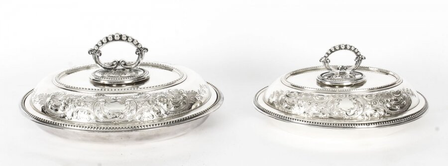 Antique Pair Engraved Entree Dishes  Oval Tureens & Covers Late 19th Century | Ref. no. A1140 | Regent Antiques