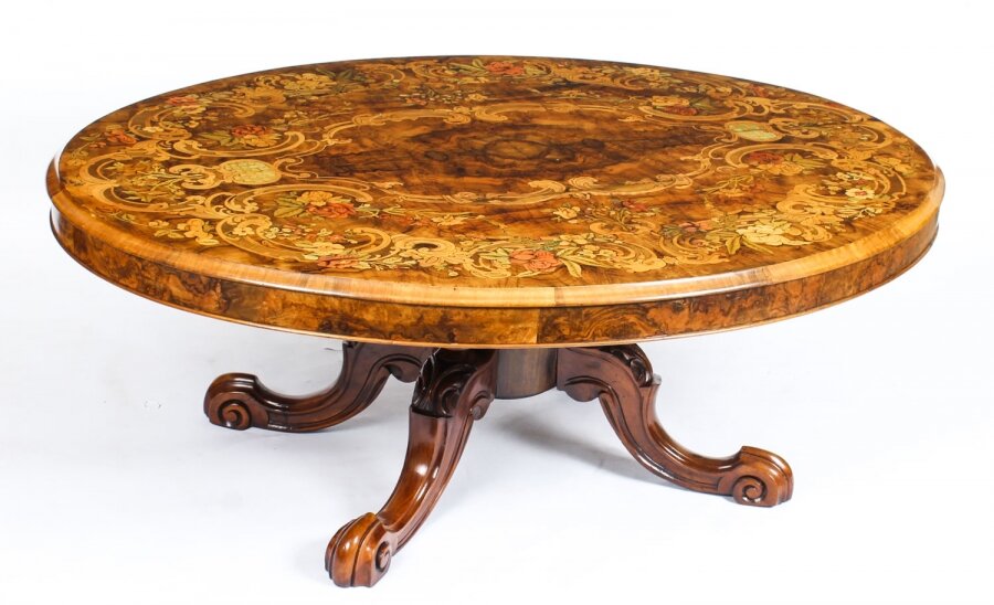 Antique Burr Walnut Marquetry Oval Coffee Table Circa 1860 19th Century | Ref. no. A1153 | Regent Antiques