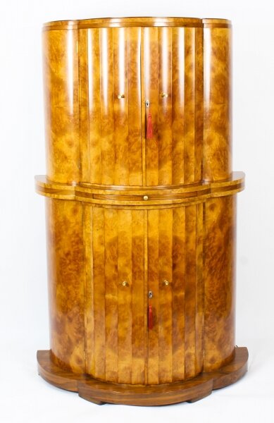 Antique Art Deco Burr Walnut Fluted Cocktail Cabinet Bar by Epstein C 1930 | Ref. no. A1163 | Regent Antiques