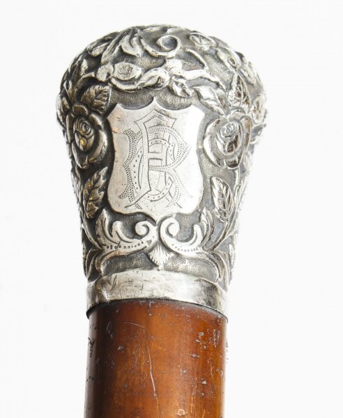 Antique Victorian Walking Stick Cane with Sterling Silver Pommel 19th Century | Ref. no. A1167 | Regent Antiques