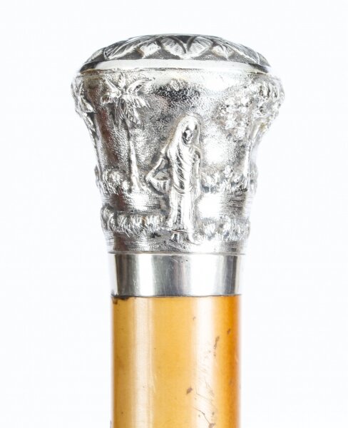 Antique Chinese Silver & Malacca Walking Stick Cane C1880 19th Century | Ref. no. A1169 | Regent Antiques