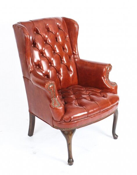 Antique Leather Chippendale Wingback Chair Armchair C1900 | Ref. no. A1205 | Regent Antiques
