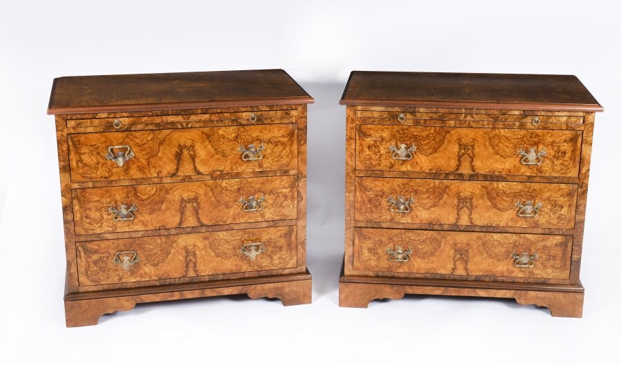 Vintage  Pair of Burr Walnut Bedside Chests Cabinets  20th C  70x80x50cm | Ref. no. A1211x | Regent Antiques