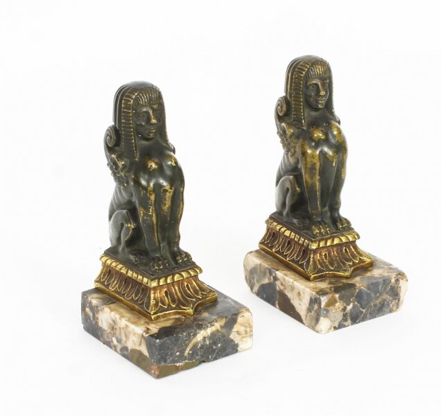 Antique Pair Patinated Bronze Sphinx Library  Bookends 19th Cent | Ref. no. A1214 | Regent Antiques