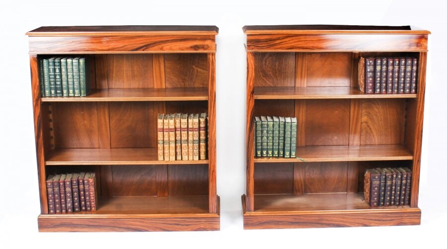 Bespoke Pair Mid Century Modernist Revival Low Rosewood Open Bookcases | Ref. no. A1227a | Regent Antiques