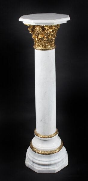 Vintage 4ft White Marble and Ormolu Mounted Pedestal 20th Century | Ref. no. A1246a | Regent Antiques