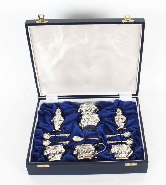 Antique English Cased Sterling Silver 12 Piece Condiment Set 1899 19th C | Ref. no. A1250 | Regent Antiques