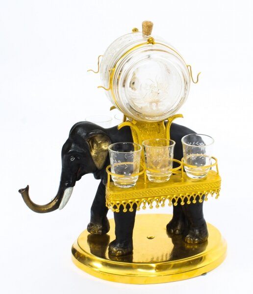 Antique Patinated Bronze  & Ormolu Elephant Liqueur Set Tantalus  19th C | Ref. no. A1251 | Regent Antiques