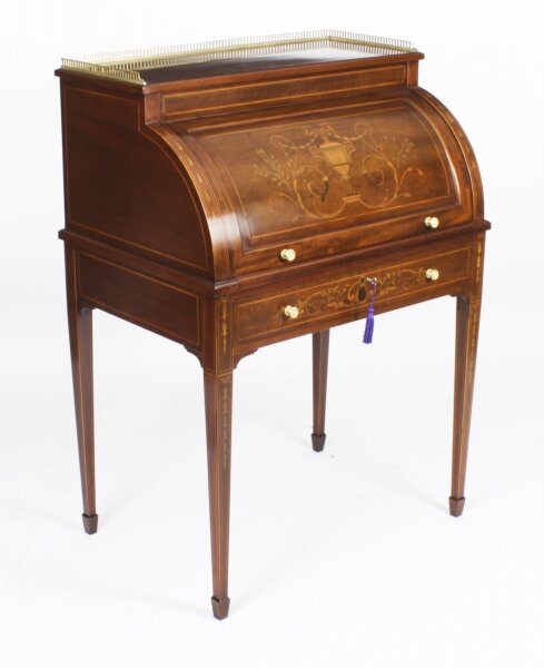 Antique Victorian Inlaid Mahogany Cylinder Bureau Desk 19th Century | Ref. no. A1321a | Regent Antiques