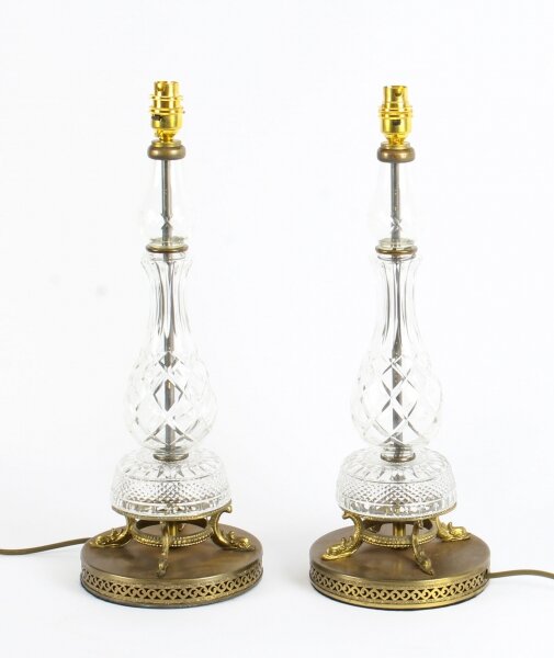 Antique Pair Cut Glass & Bronze Table Lamps Circa 1930 | Ref. no. A1343 | Regent Antiques