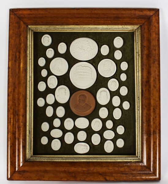 Antique Arrangement 46 Grand Tour Historical Intaglios Maple Frame 19th C | Ref. no. A1350 | Regent Antiques