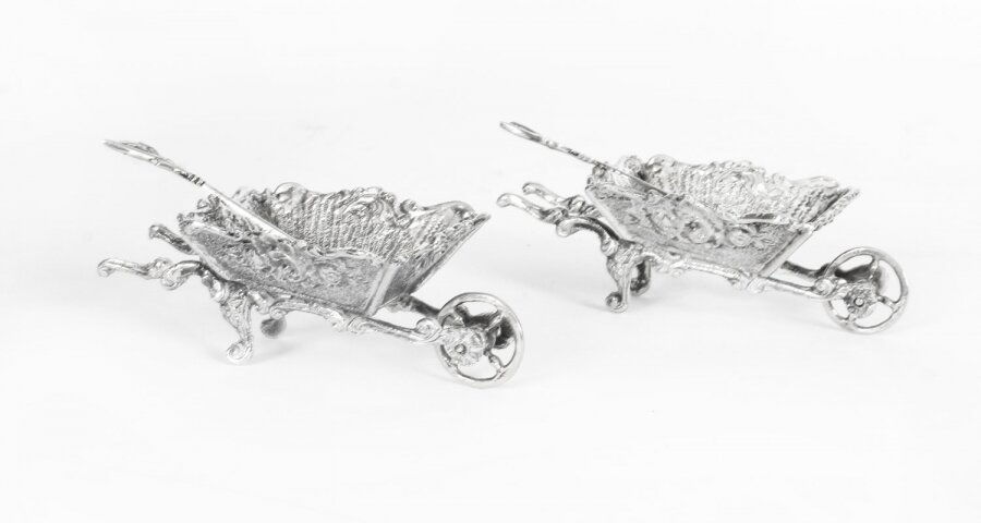 Antique Pair of French Silver Salts as Garden Wheelbarrows 19th Century | Ref. no. A1364 | Regent Antiques