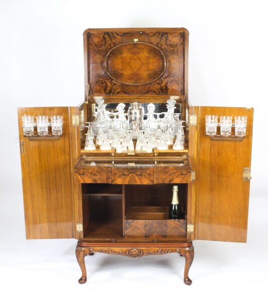 Vintage Burr Walnut Cocktail Drinks Dry Bar Cabinet Harrods Mid 20th Century | Ref. no. A1373 | Regent Antiques