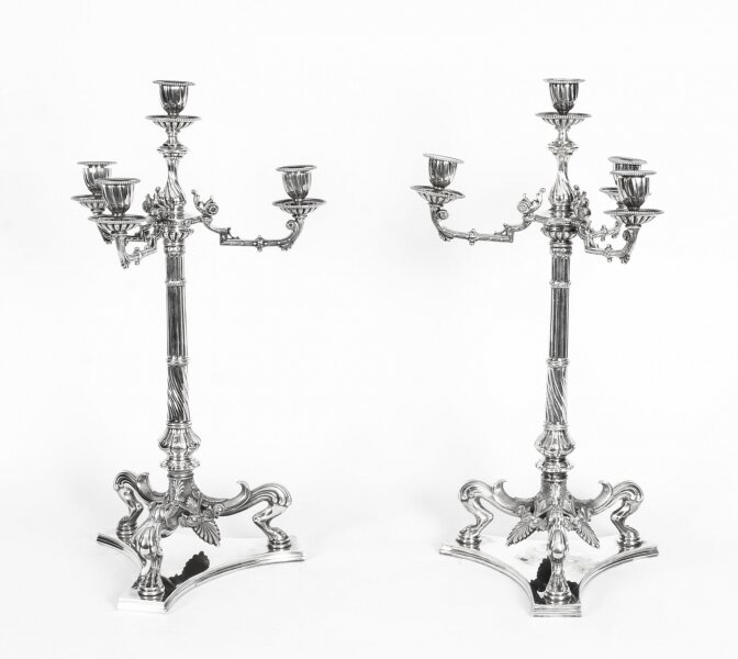 Antique Pair Neo Classcal Silver Plated 4 Light Candelabra Hodd & Linley 19thC | Ref. no. A1384 | Regent Antiques
