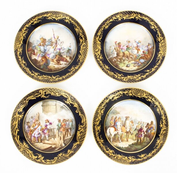 Antique Set of 4 Sevres Hand-Painted Sevres Porcelain Cabinet Plates 19th C | Ref. no. A1446 | Regent Antiques
