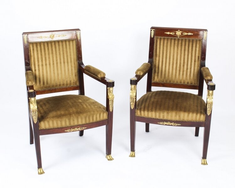 Antique Pair Empire Revival Ormolu Mounted Armchairs C1880 19th C | Ref. no. A1470b | Regent Antiques