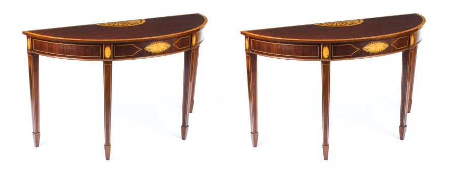 Antique Near Pair Mahogany and Satinwood Inlaid Side Console Tables 19th C | Ref. no. A1471 | Regent Antiques