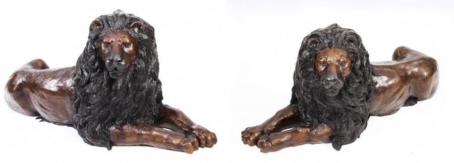 Vintage Pair of Huge Bronze Lions  20th Century | Ref. no. A1491 | Regent Antiques