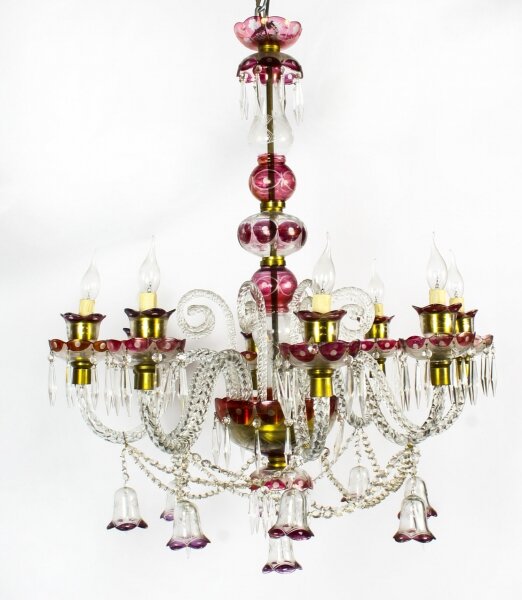 Antique Venetian Eight Light Cranberry Crystal Chandelier Circa 1900 | Ref. no. A1512 | Regent Antiques