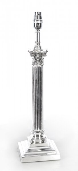 Antique Victorian Silver Plated Corinthian Column Table Lamp c.1880 19th C | Ref. no. A1514c | Regent Antiques