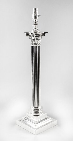 Antique Large Victorian  Silver Plated Corinthian Column Table Lamp 19th C | Ref. no. A1516a | Regent Antiques