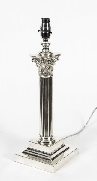 Antique Victorian Silver Plated Doric Column Table Lamp c.1880 19th C | Ref. no. A1516c | Regent Antiques
