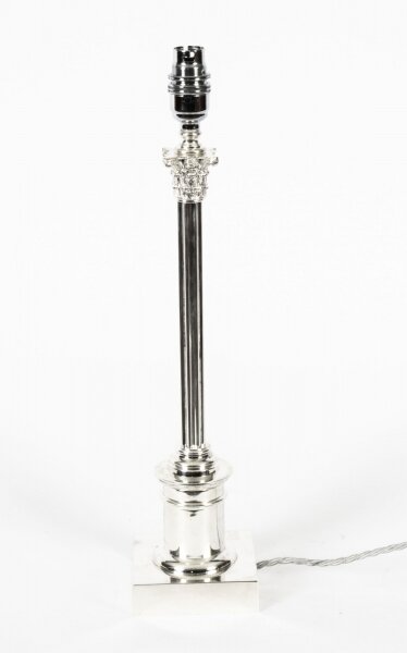 Antique Edwardian Silver Plated Corinthian Column Table Lamp Circa1910 | Ref. no. A1516d | Regent Antiques