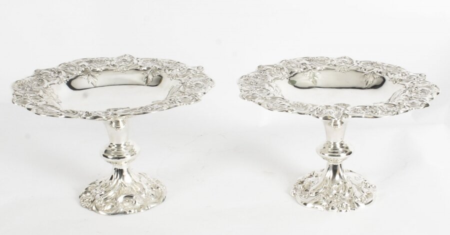Antique Pair of  English Silver Plate  Compotes by Walker & Hall | Ref. no. A1520 | Regent Antiques