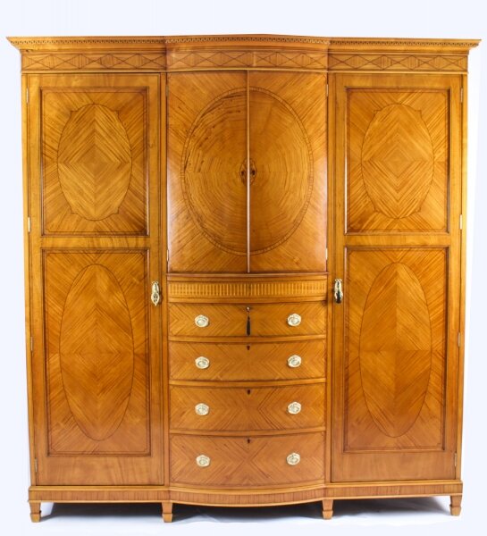 Antique Victorian English Satinwood Wardrobe c.1880 19th C | Ref. no. A1548b | Regent Antiques