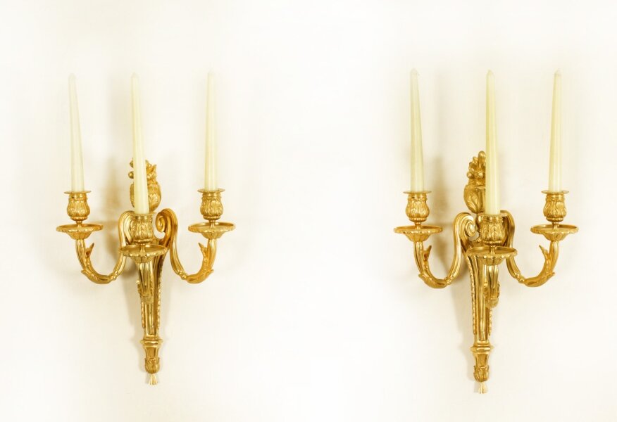 Antique Adam Revival Pair Decorative Triple Branch Wall Lights 19th C | Ref. no. A1620a | Regent Antiques