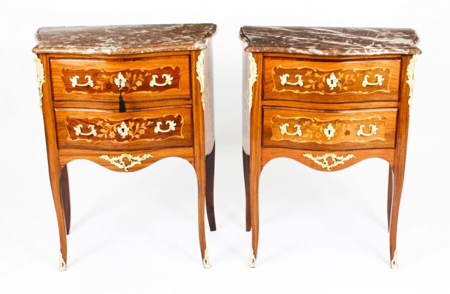 Antique Pair French Marquetry Petit Commodes  Bedside Chests 19th C | Ref. no. A1640 | Regent Antiques