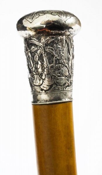 Antique Chinese Silver & Malacca Walking Stick Cane C1880 19th Century | Ref. no. A1642 | Regent Antiques