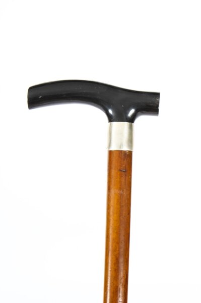 Antique Swaine Adeney Brigg Horn Handled Walking Cane Stick Silver Handle  c1859 | Ref. no. A1644 | Regent Antiques
