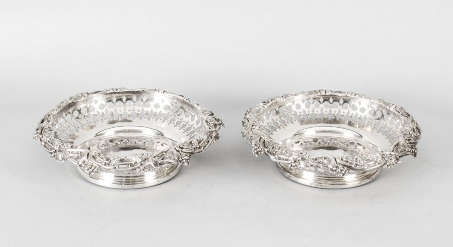 Antique Pair Silver Plated Wine Coasters by Henry Waterhouse  19th Century | Ref. no. A1651 | Regent Antiques
