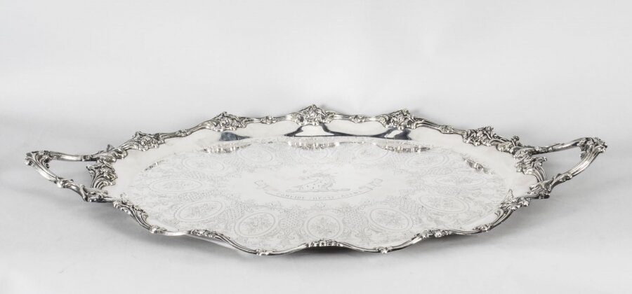 Antique Victorian Silver Plated Oval Twin Handled Tray 1870 19th Century | Ref. no. A1655 | Regent Antiques