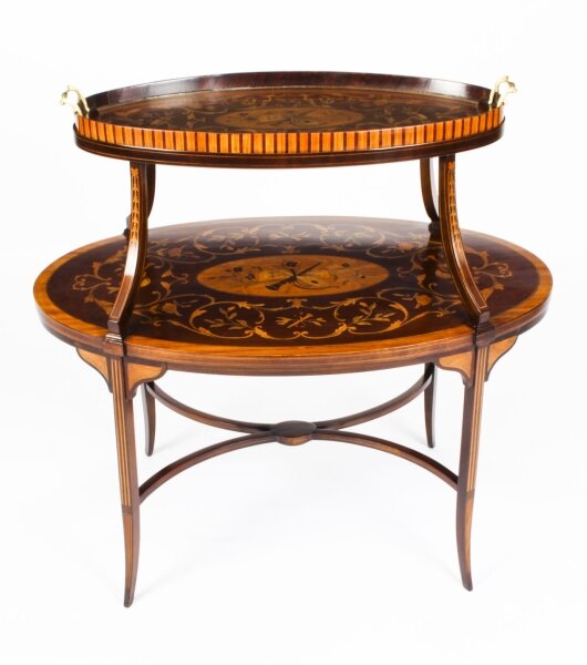 Antique English Marquetry Etagere Tray Table c.1890 19th C | Ref. no. A1660 | Regent Antiques