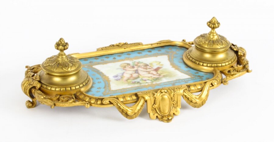 Antique  French Ormolu & Sevres Porcelain Standish Inkstand 19th Century | Ref. no. A1668a | Regent Antiques