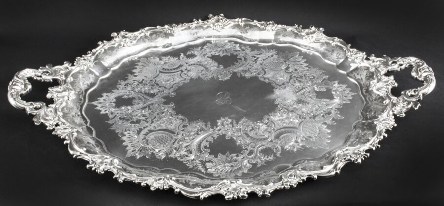 Antique Victorian Oval Silver Plated Tray by Manoah Rhodes C 1880 19th Century | Ref. no. A1672 | Regent Antiques