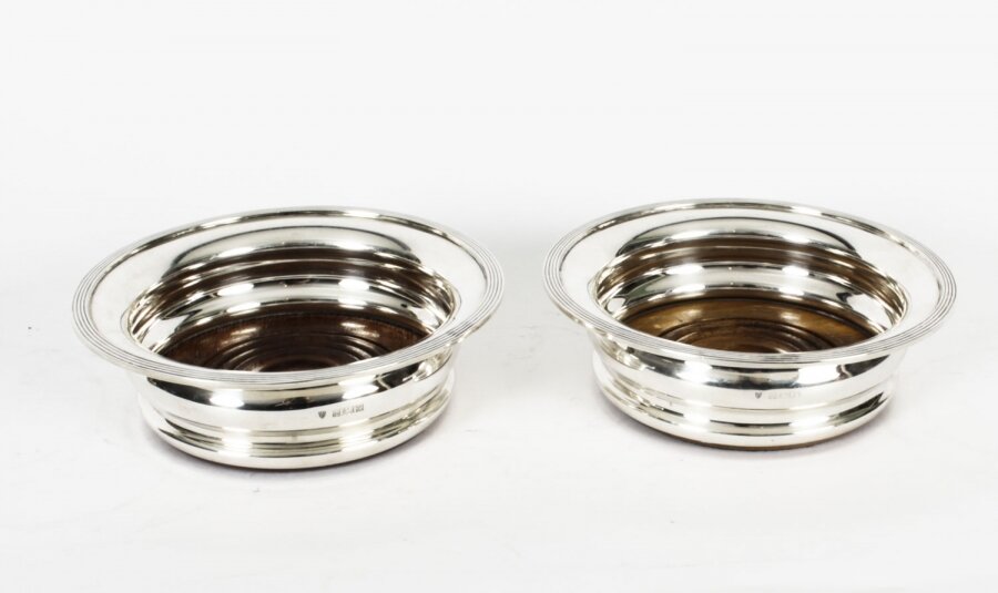 Vintage Pair  Circular Sterling Silver Coasters Birmingham 1972 20th Century | Ref. no. A1679 | Regent Antiques