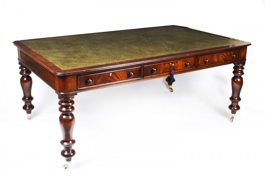 Antique 6ft Victorian Flame Mahogany Writing Table Desk C 1860 19th C | Ref. no. A1687 | Regent Antiques